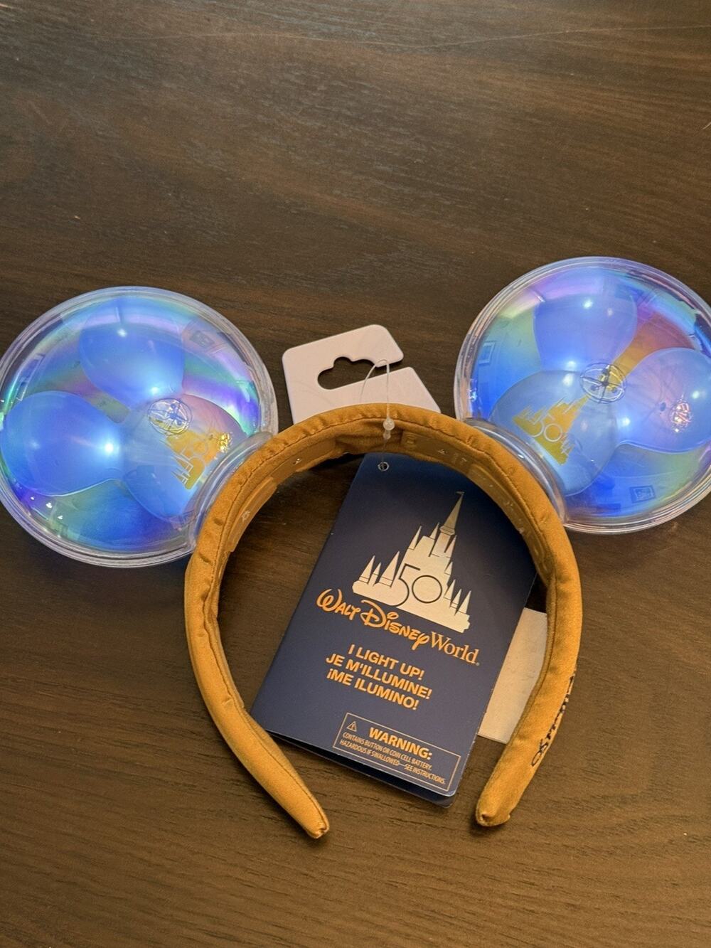 Disney Parks WDW 50th Anniversary Mickey Mouse Balloon Light Up Mickey Ears